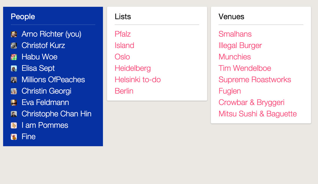 Foursquare Simple Lists webapp